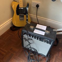 Freya tele electric guitar and Fender Frontman 15G amp amplifier