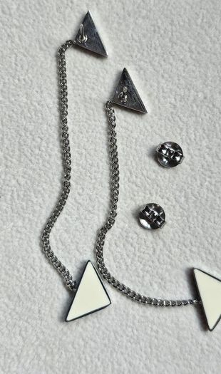 Prada Triangle Sterling Silver Chain Drop Earrings