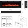 127cm Electric Fireplace Inserts, Recessed and Wall Mounted Fireplace Heater, Linear Fireplace/Thermostat, Remote & Touch Screen, Multicolor Flame, Timer, Log & Crystal, 750W/1500W Image 2