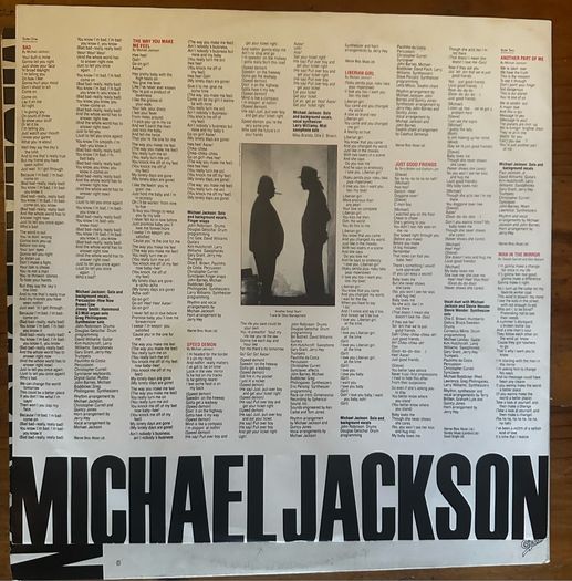 Michael Jackson BAD Original Irish  1987 release complete with inner lyrics sheet in vg+ condition