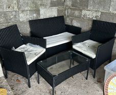 Black rattan garden furniture set