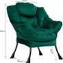 Armchair Comfy Chair Living Room Armchair Velvet Chair Accent Chair Reading Chair Relax Arm Chair Lounge Chair Bedroom Chair with Steel Frame, Green Image 2