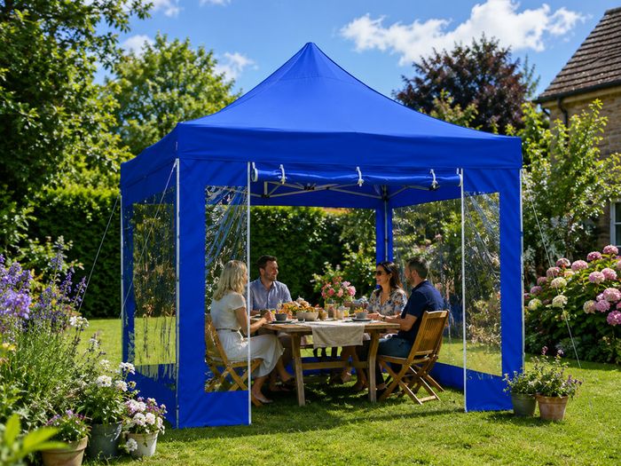 10ft x 10ft Black Pop-Up Gazebo with Clear Sidewalls & Wheeled Carry Bag 3m x 3m