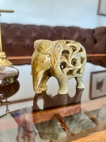 Traditional Hand Carved Soapstone Elephant Figurine