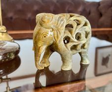 Traditional Hand Carved Soapstone Elephant Figurine