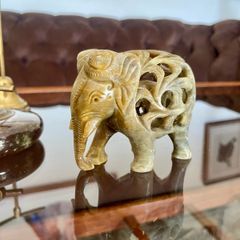 Traditional Hand Carved Soapstone Elephant Figurine