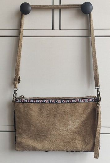 Authentic Italian Suede Crossbody Bag Genuine Leather Boho Style