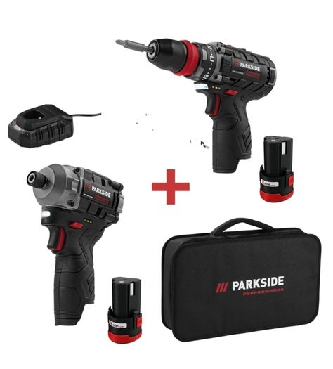 Parkside Performance 12V Cordless Brushless Impact Driver / Drill Driver / 2x Batteries / Charger And Carry Case. Indoor Outdoor Maintenance DIY Projects Garage Garden Mechanic