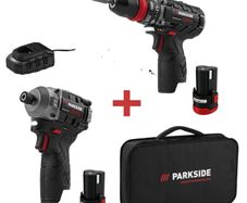 Parkside Performance 12V Cordless Brushless Impact Driver / Drill Driver / 2x Batteries / Charger And Carry Case. Indoor Outdoor Maintenance DIY Projects Garage Garden Mechanic