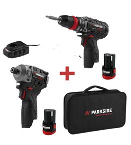 Parkside Performance 12V Cordless Brushless Impact Driver / Drill Driver / 2x Batteries / Charger And Carry Case. Indoor Outdoor Maintenance DIY Projects Garage Garden Mechanic