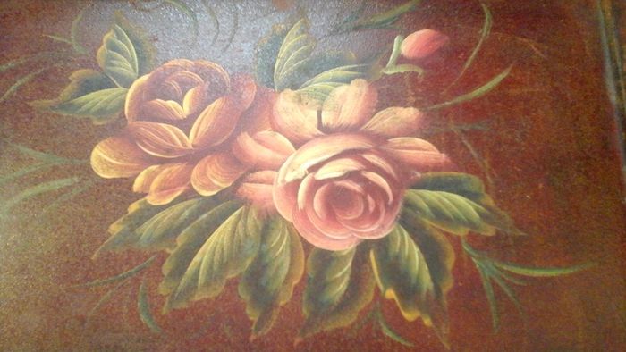 Set of 3 large vintage metal tole trays