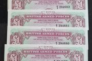 Lot of 7 In Sequence Great Britain (British Armed Forces) 1 Pound 1962 Pick M36 4th SERIES ( Uncirculated ) Banknotes