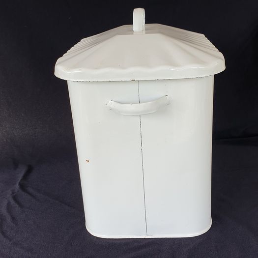 Enamel bread bin white vintage farmhouse
