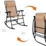 Folding Rocking Chair Ergonomic Headrest Armrest 98 x 95 x 66 cm Beige Image 3