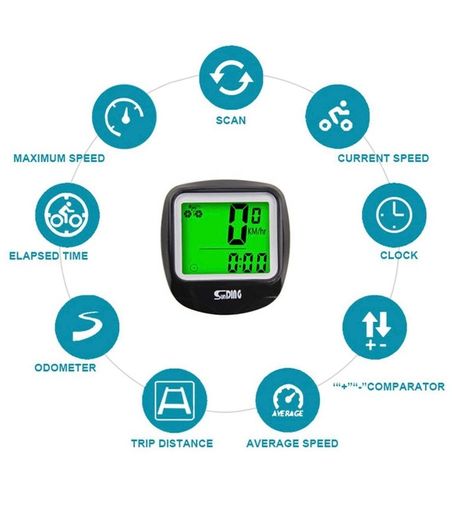Lorenlli Bike Computer Speedometer Wired Waterproof Bicycle Odometer Cycle Computer Multi-Function LCD Back-Light Display