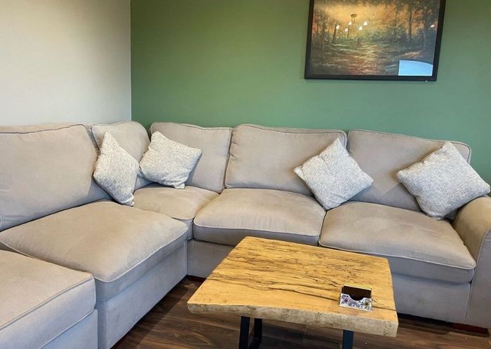 corner couch and swivel chair