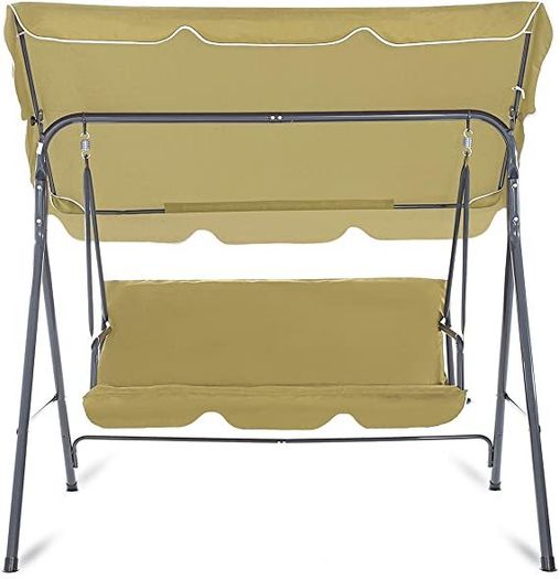 Garden Hammock 3 Seater Swing Chair Patio Bench Seat with Canopy Outdoor - Olive