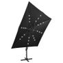 Cantilever Umbrella with Pole and LED Lights Black 300 cm Image 5