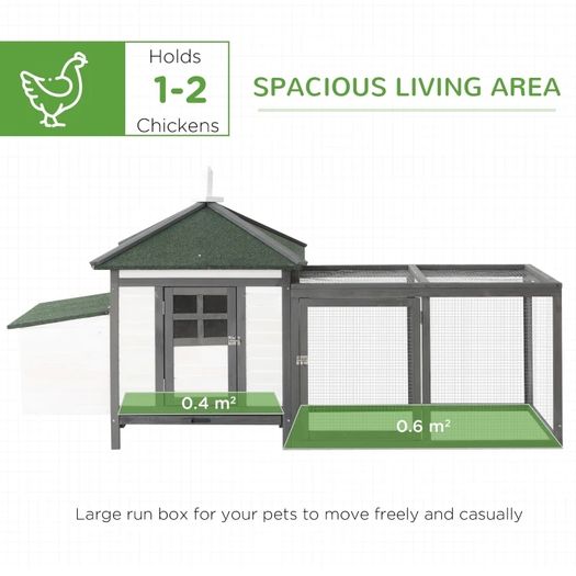 Chicken Coop Small Animal Pet Cage w/ Nesting Box Outdoor Run Wooden
