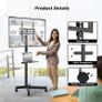 Mobile TV Stand on Wheels, Rolling TV Cart with Media Shelf, TV Mount Stand with Tilt, 2 Level Height Adjustable Low Profile Design for 23 60in LED/LCD/OLED TVs, Holds 25kg, Max VESA 400x400mm Image 3