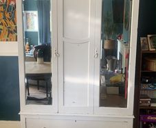 Vintage Triple Wardrobe Armoire Mirrored Doors 3 Piece Solid Timber