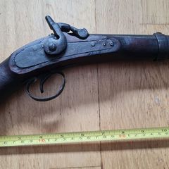 19th Century Antique Percussion Pistol - Blacksmith Made / Colonial Curio