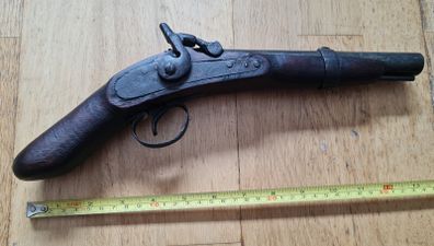 19th Century Antique Percussion Pistol - Blacksmith Made / Colonial Curio