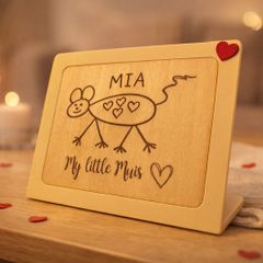Personalised Memory Keepsake Frame - Custom Drawing or Handwriting Engraved Plaque - Handmade Multi-Material Sentimental Gift