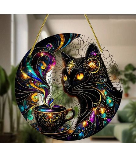 Excellent not only for Halloween - Wizard Cat Ornament - great indoors & outdoors