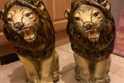 Rare chalk lions mantle figures 1930s
