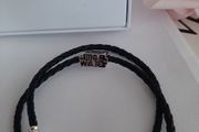 New genuine pandora leather bracelet and star wars charm