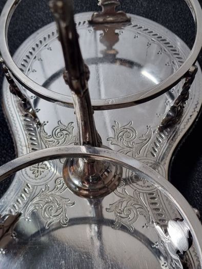 Antique 1868 Silver Plated Twin Wine Bottle Coaster Stand Holder Carrier