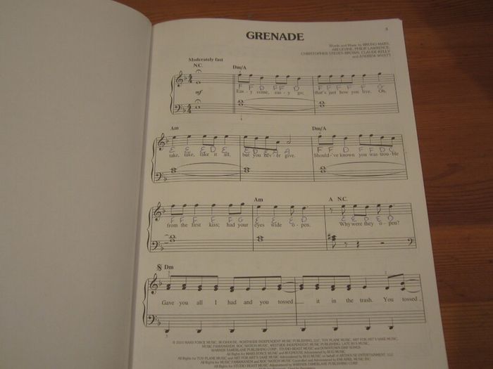Bruno mars    song book