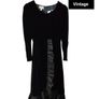 Vintage 80s black velvet ruffle dress size XS or Small postage included Image 2
