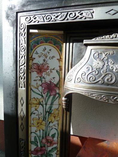 Old cast iron fireplace insert