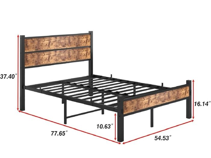 Double Bed Frame with Wooden Headboard