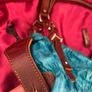 Pauric Sweeney turquoise bag with brown leather detail Image 4
