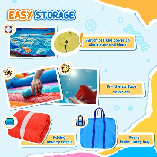 Kids Bouncy Castle Inflatable Trampoline Slide Pool Basket for Kids Age 3-10, 3 x 2.75 x 2.1m