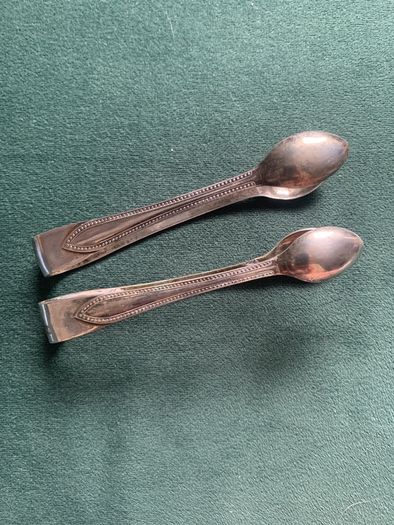 vintage silver plated sugar tongs