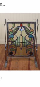 Stained glass antique fire screen