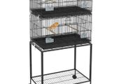 Two-Tier Bird Cage on Wheels, with Stand, for Small Birds