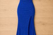 Blue Debs / Prom Dress Size 12 Sparkly Backless Gown