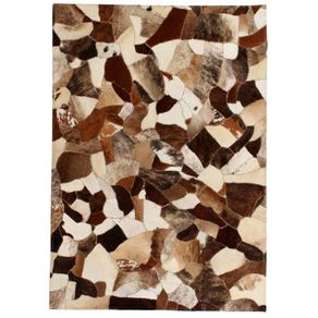 Rug Genuine Leather Patchwork 120x170 cm Random Brown/White