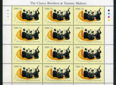 2006 Ireland Irish Music Clancy Brothers & Tommy Makem Commemorative Stamp Sheetlets Plate 1A1A1A1A Mint Never Hinged (MNH).