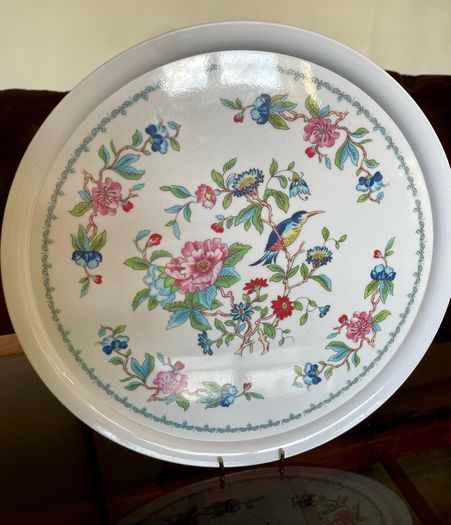 Vintage Aynsley Pembroke Melamine Serving Tray Birds & Floral Pattern English Cottage Decor