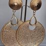 Gold Sunburst Hammered Round Disc Drop Earrings Image 4