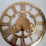 Clock/Roman Numeral Skeleton Round Brass Wall Clock, 46cm .. Easy to Hang with Build-In Hook .. Price Drop Image 2