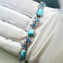 Silver bracelet Larimar & Neon Apatite Cluster Bracelet Image 10