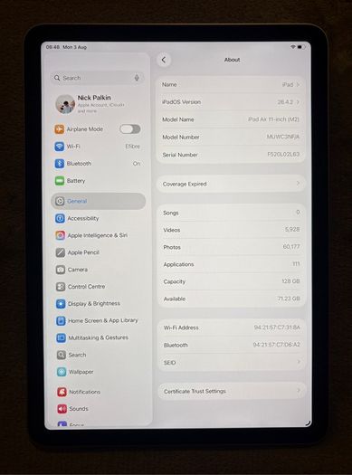 iPad Air 11-inch (M2 chip, 2024) 128GB, Wi-Fi