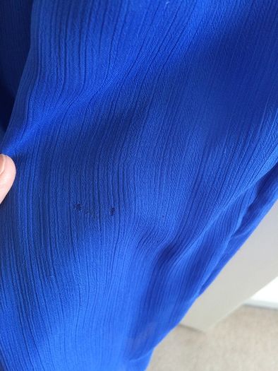 Royal blue chiffon one shoulder dress with ruffle - knee length